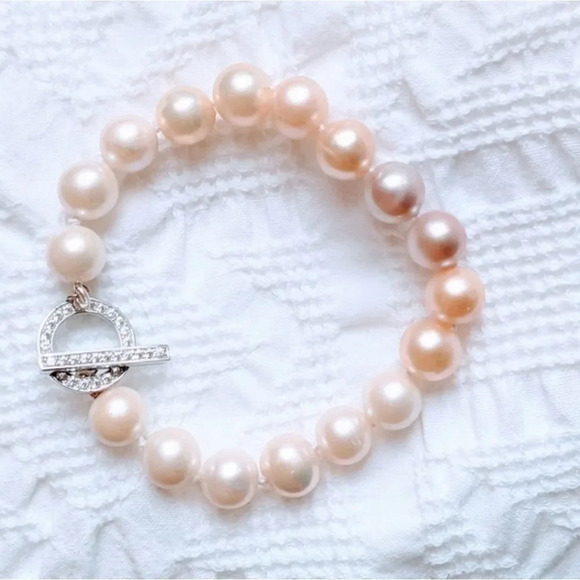 Ombre  Freshwater Pearl Bracelet & Zirconia - Picture 1 of 4